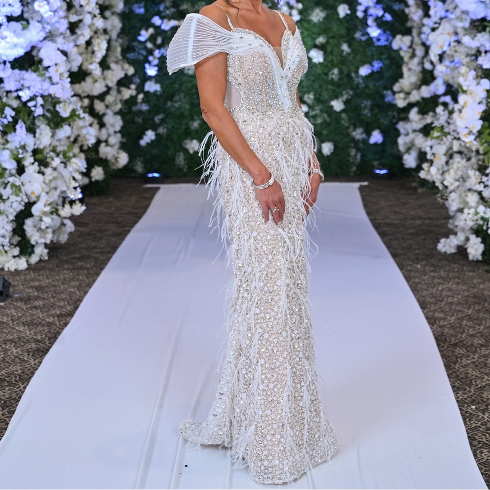 Elegant White Beaded Gown